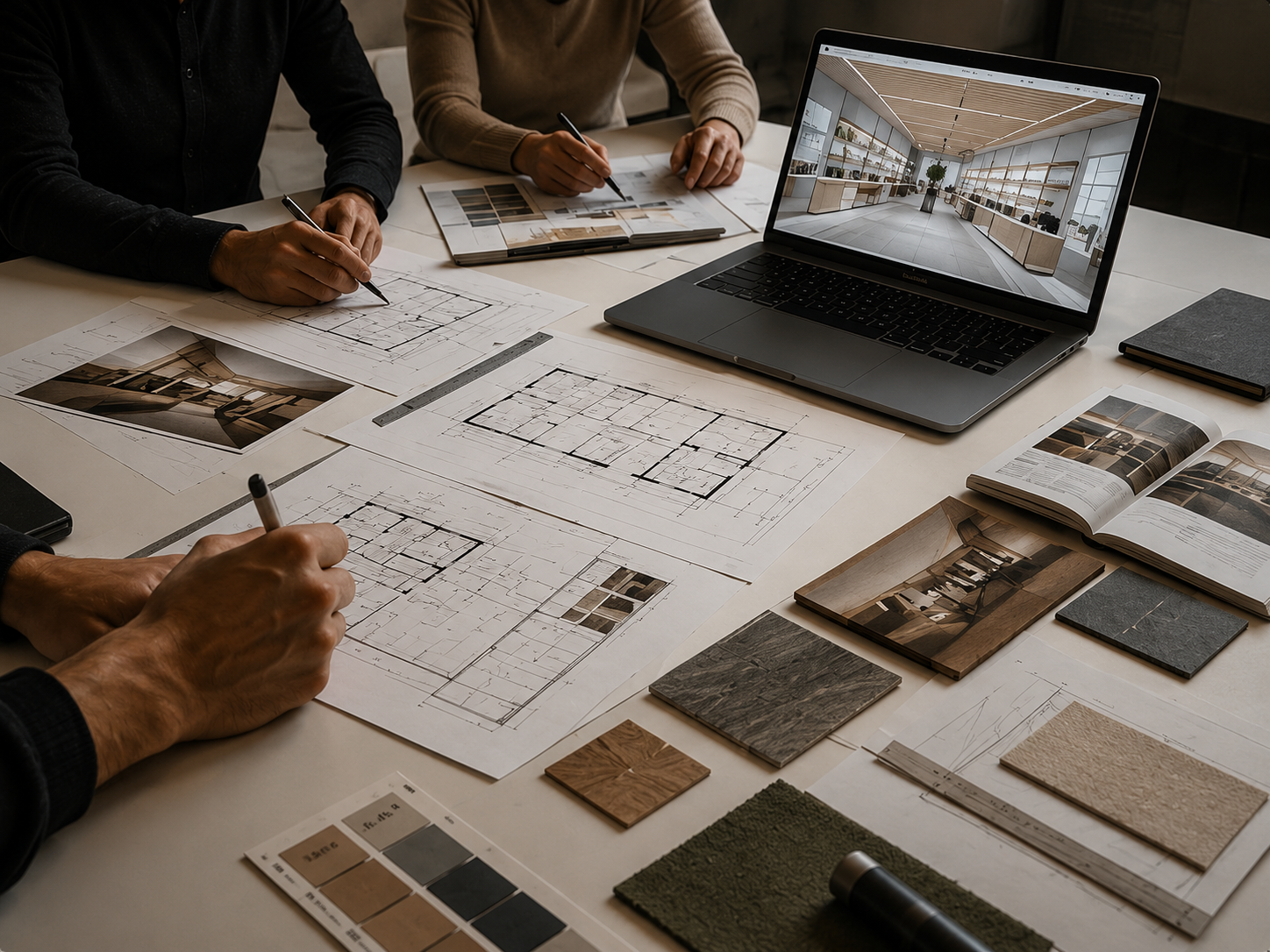 Equip treballant en un projecte d'interiorisme comercial